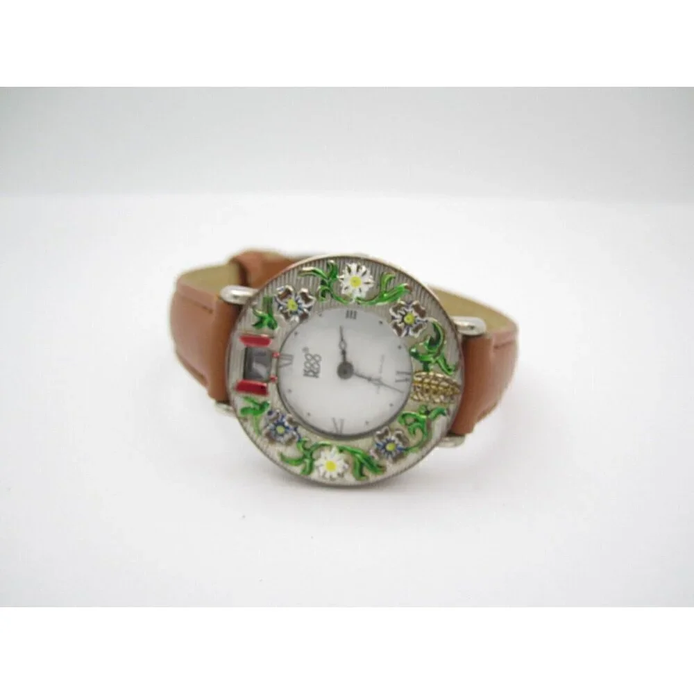 Women Koo Koo Swiss Quartz WR Analog 31mm Dial Moving Window Round Watch (G743)
